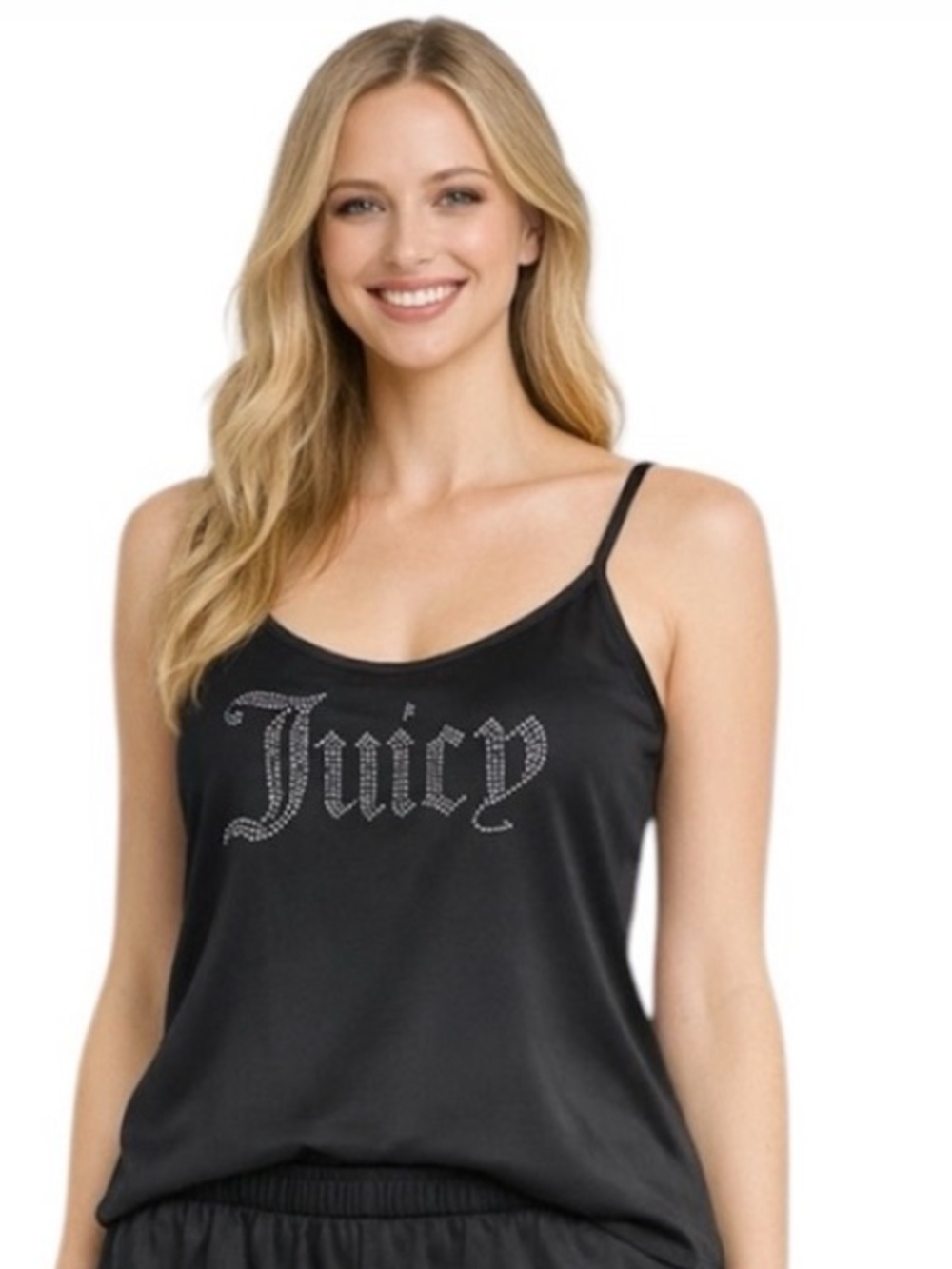 Juicy Couture Women Black Sleepwear Camisole Rhinestone 'Juicy' Logo Size Large